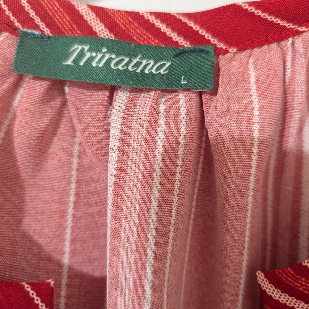 Pre-owned Elegant Red Striped Blouse - Picture 7 of 8